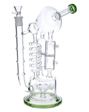 Bent Neck Water Pipe w/Matrix Perc-Green-13 in(RCL-L-B01G)