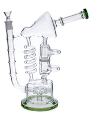 Bent Neck Water Pipe w/Matrix Perc-Green-13 in(RCL-L-B01G)