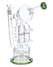 Bent Neck Water Pipe w/Matrix Perc-Green-13 in(RCL-L-B01G)