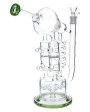 Bent Neck Water Pipe w/Matrix Perc-Green-13 in(RCL-L-B01G)