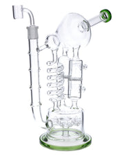 Bent Neck Water Pipe w/Matrix Perc-Green-13 in(RCL-L-B01G)