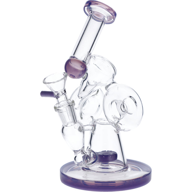 7" Hourglass Base Water Pipe - Milky Purple