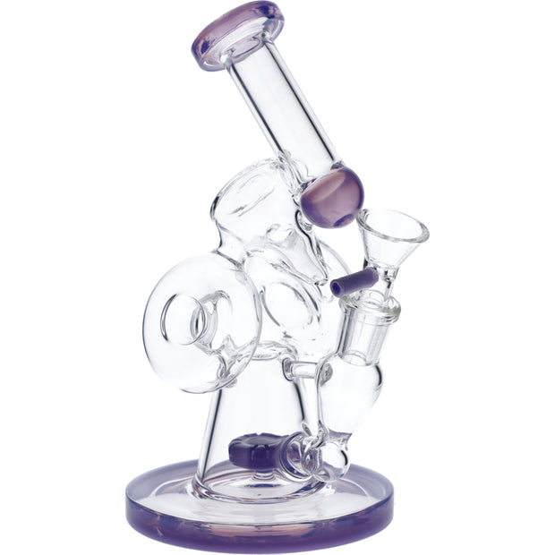 7" Hourglass Base Water Pipe - Milky Purple