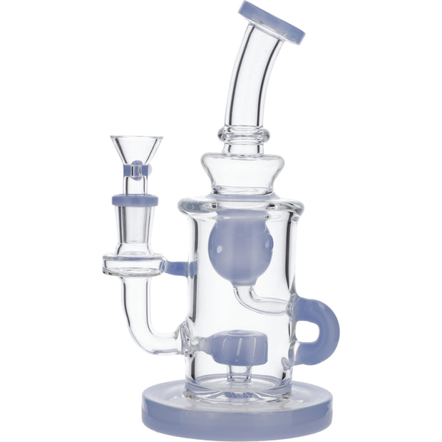 Hourglass Base Water Pipe w/Bowl & Quartz-Milky Purple-8in(RCL-S-022MB