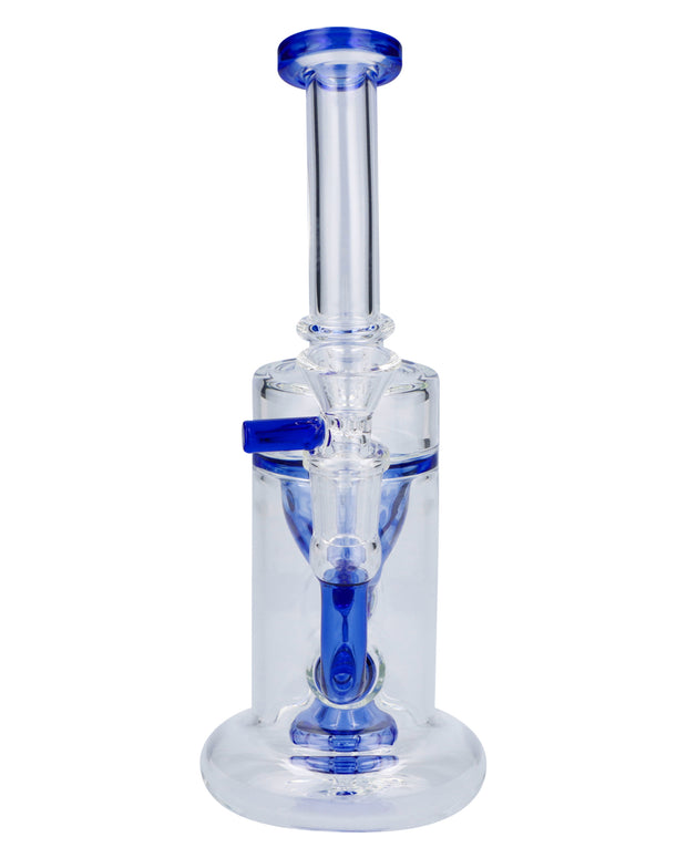 Bent Neck Water Pipe w/Bowl & Quartz-Blue-8 in(RCL-S-025B)