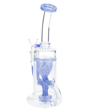 Bent Neck Water Pipe w/Bowl & Quartz-Milky Blue-8 in(RCL-S-025MB)