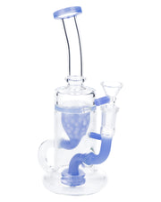 Bent Neck Water Pipe w/Bowl & Quartz-Milky Blue-8 in(RCL-S-025MB)