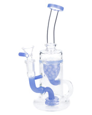 Bent Neck Water Pipe w/Bowl & Quartz-Milky Blue-8 in(RCL-S-025MB)