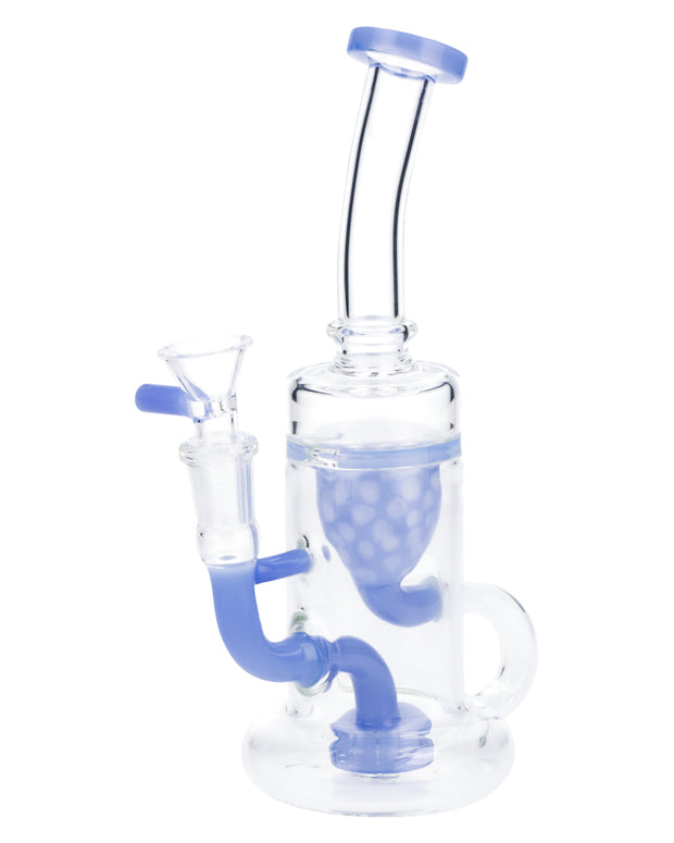 Bent Neck Water Pipe w/Bowl & Quartz-Milky Blue-8 in(RCL-S-025MB)