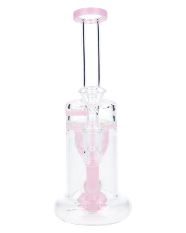 Bent Neck Water Pipe w/Bowl & Quartz-Milky Pink-8 in(RCL-S-025MP)