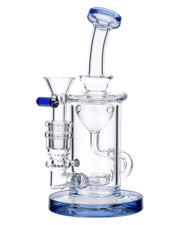 Bent Neck Water Pipe w/Bowl & Quartz-Blue-7in(RCL-S-026B)