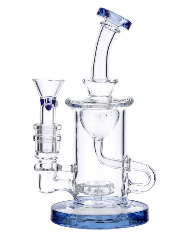 Bent Neck Water Pipe w/Bowl & Quartz-Blue-7in(RCL-S-026B)