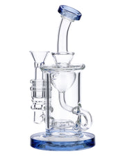 Bent Neck Water Pipe w/Bowl & Quartz-Blue-7in(RCL-S-026B)