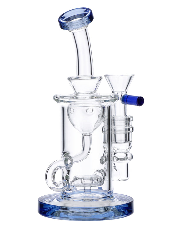 Bent Neck Water Pipe w/Bowl & Quartz-Blue-7in(RCL-S-026B)