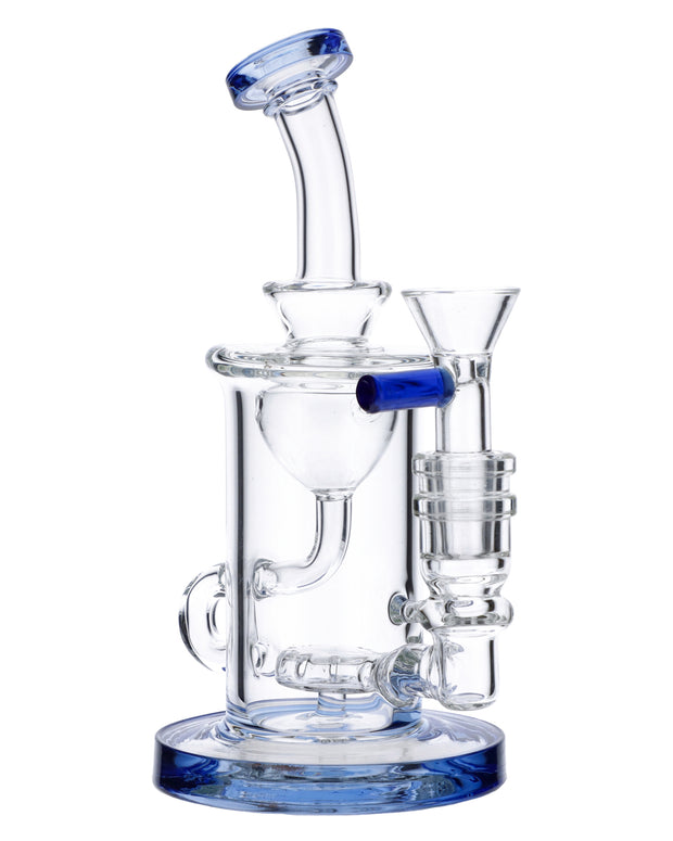 Bent Neck Water Pipe w/Bowl & Quartz-Blue-7in(RCL-S-026B)