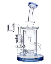 Bent Neck Water Pipe w/Bowl & Quartz-Blue-7in(RCL-S-026B)