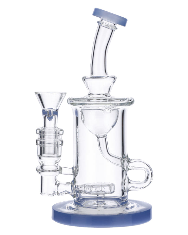 Bent Neck Water Pipe w/Bowl & Quartz-Milky Blue-7in(RCL-S-026MB)