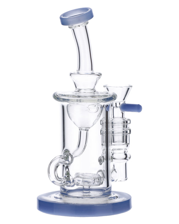 Bent Neck Water Pipe w/Bowl & Quartz-Milky Blue-7in(RCL-S-026MB)