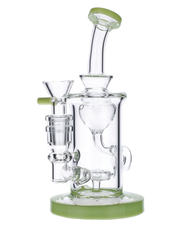 Bent Neck Water Pipe w/Bowl & Quartz-Milky Green-7in(RCL-S-026MG)