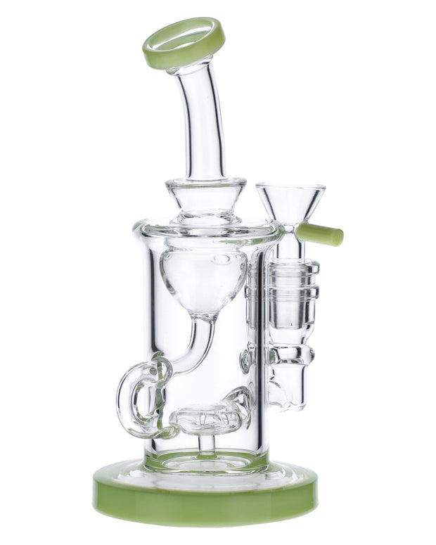 Bent Neck Water Pipe w/Bowl & Quartz-Milky Green-7in(RCL-S-026MG)