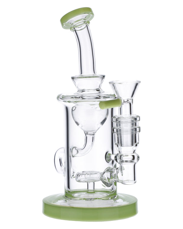 Bent Neck Water Pipe w/Bowl & Quartz-Milky Green-7in(RCL-S-026MG)