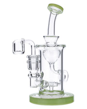 Bent Neck Water Pipe w/Bowl & Quartz-Milky Green-7in(RCL-S-026MG)