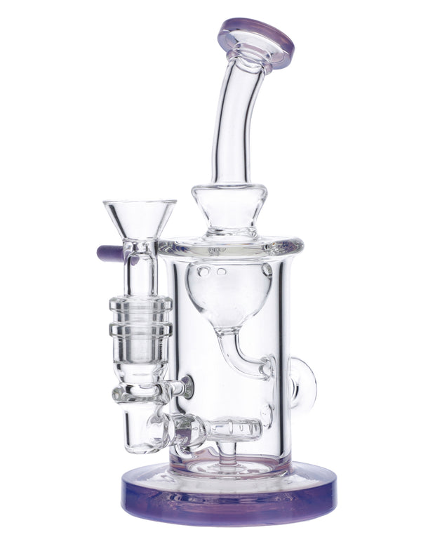 Bent Neck Water Pipe w/Bowl & Quartz-Milky Purple-7in(RCL-S-026MPP)