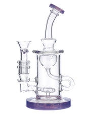 Bent Neck Water Pipe w/Bowl & Quartz-Milky Purple-7in(RCL-S-026MPP)