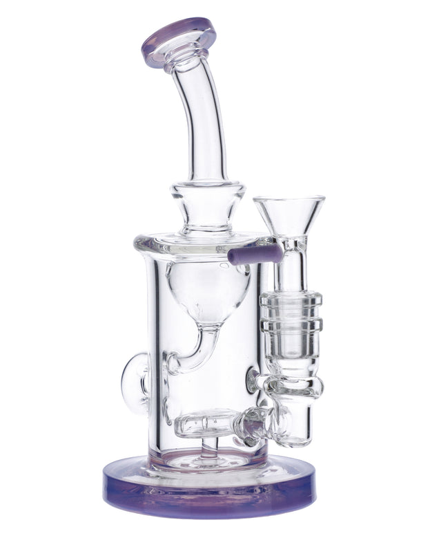 Bent Neck Water Pipe w/Bowl & Quartz-Milky Purple-7in(RCL-S-026MPP)