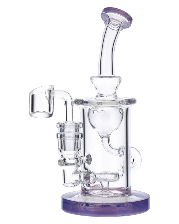 Bent Neck Water Pipe w/Bowl & Quartz-Milky Purple-7in(RCL-S-026MPP)