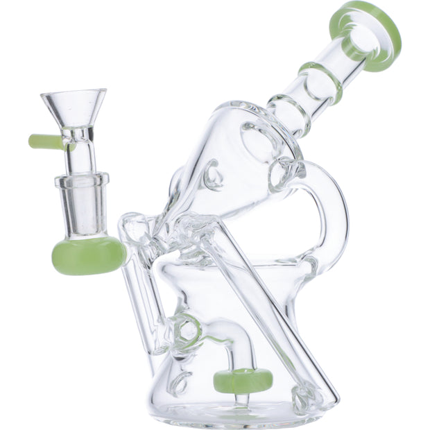 Water Pipe Funnel Perc Recycler-Milky Green-7in(RCL-S-049MG)