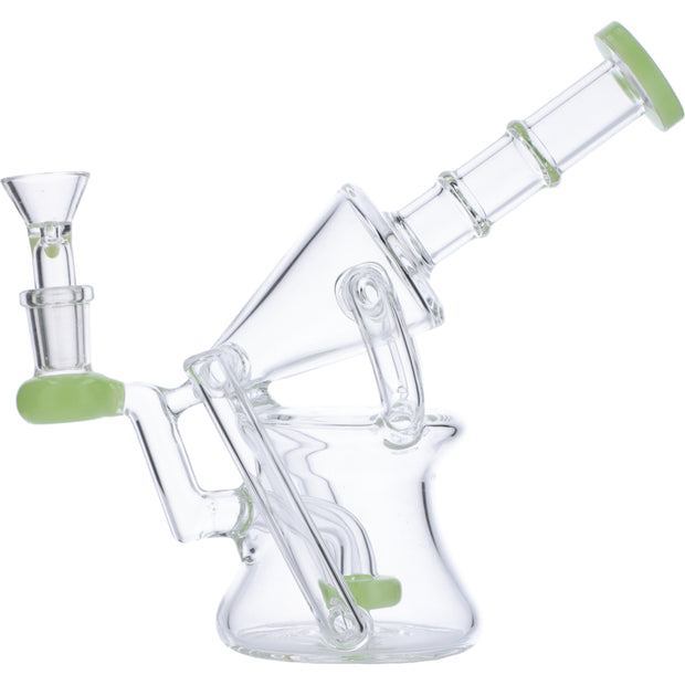 Water Pipe Funnel Perc Recycler-Milky Green-7in(RCL-S-049MG)