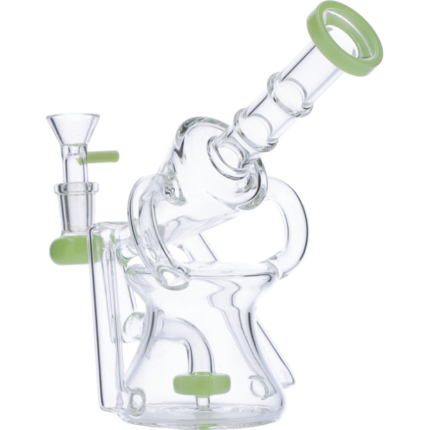 Water Pipe Funnel Perc Recycler-Milky Green-7in(RCL-S-049MG)