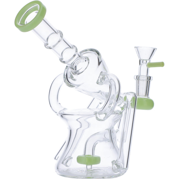 Water Pipe Funnel Perc Recycler-Milky Green-7in(RCL-S-049MG)