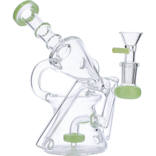 Water Pipe Funnel Perc Recycler-Milky Green-7in(RCL-S-049MG)