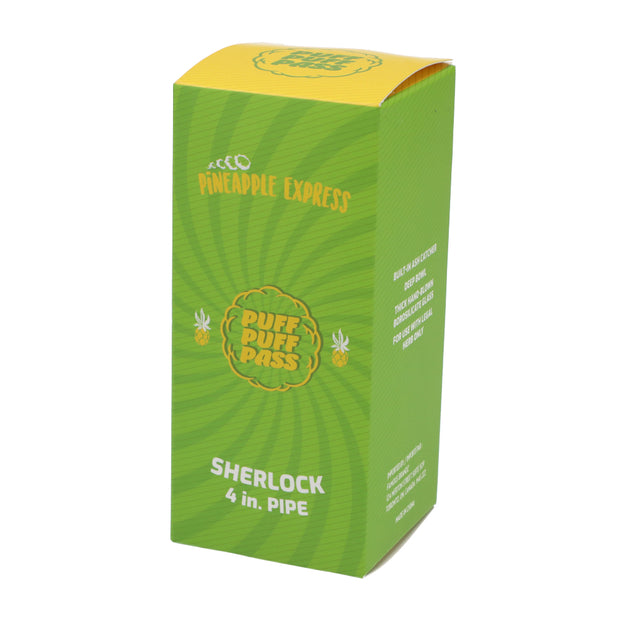 Puff Puff Pass Strain Pineapple Express Sherlock Pipe Green 4 in.