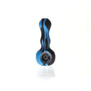Silicone Pipe w/Glass Bowl & Secret Storage 4" Blue & Black