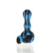Silicone Pipe w/Glass Bowl & Secret Storage 4" Blue & Black