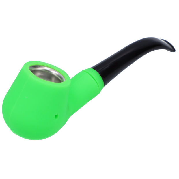 Silicone Sherlock Pipe w/ Plastic Mouthpiece & Steel Bowl assorted