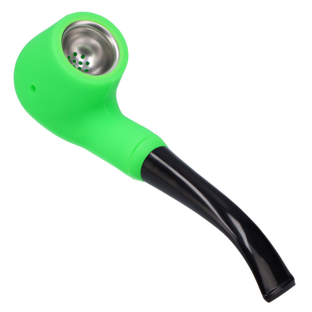 Silicone Sherlock Pipe w/ Plastic Mouthpiece & Steel Bowl assorted