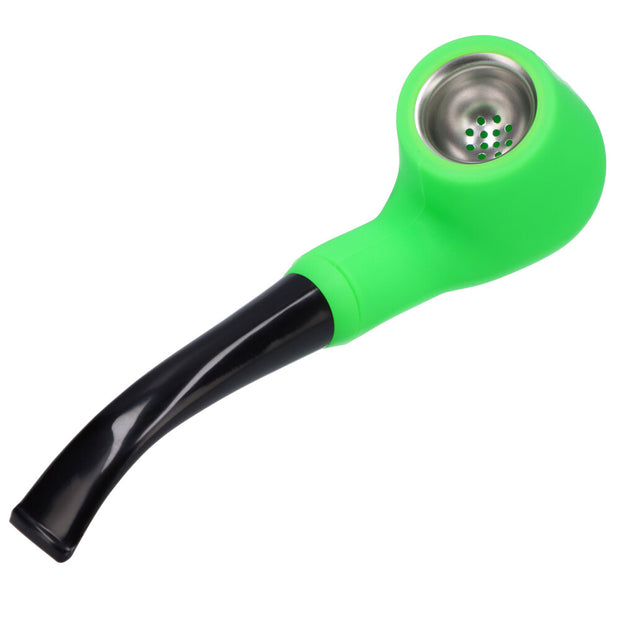 Silicone Sherlock Pipe w/ Plastic Mouthpiece & Steel Bowl assorted