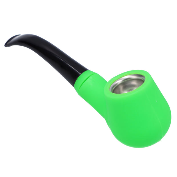 Silicone Sherlock Pipe w/ Plastic Mouthpiece & Steel Bowl assorted