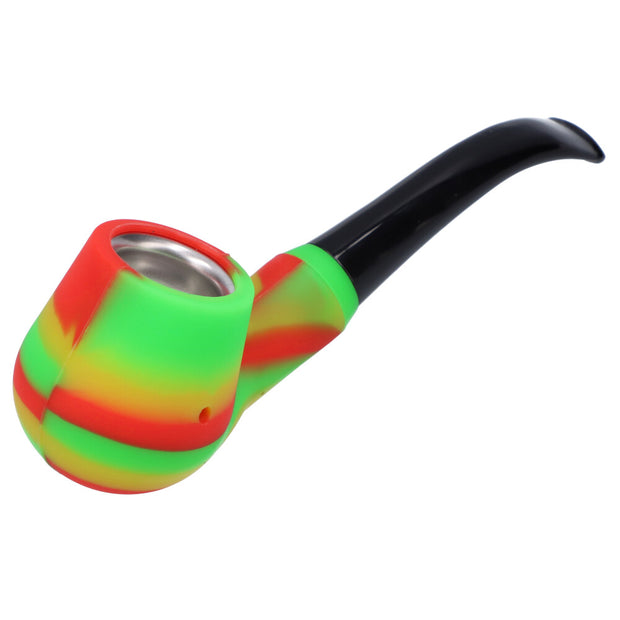 Silicone Sherlock Pipe w/ Plastic Mouthpiece & Steel Bowl assorted