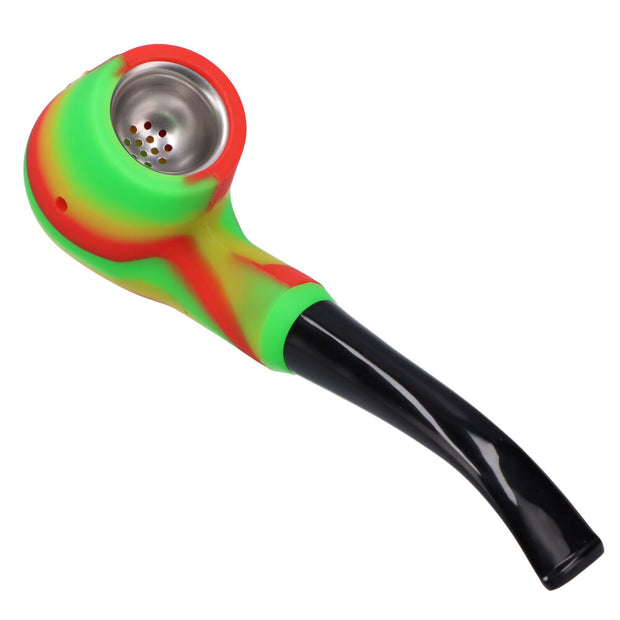Silicone Sherlock Pipe w/ Plastic Mouthpiece & Steel Bowl assorted