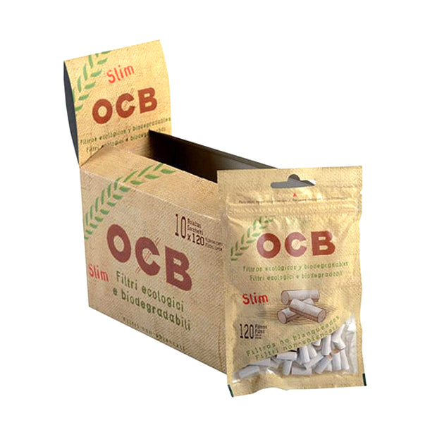 OCB Unbleached Biodegradable Filters Ð Slim Ð 10 Packs x 120 Pieces