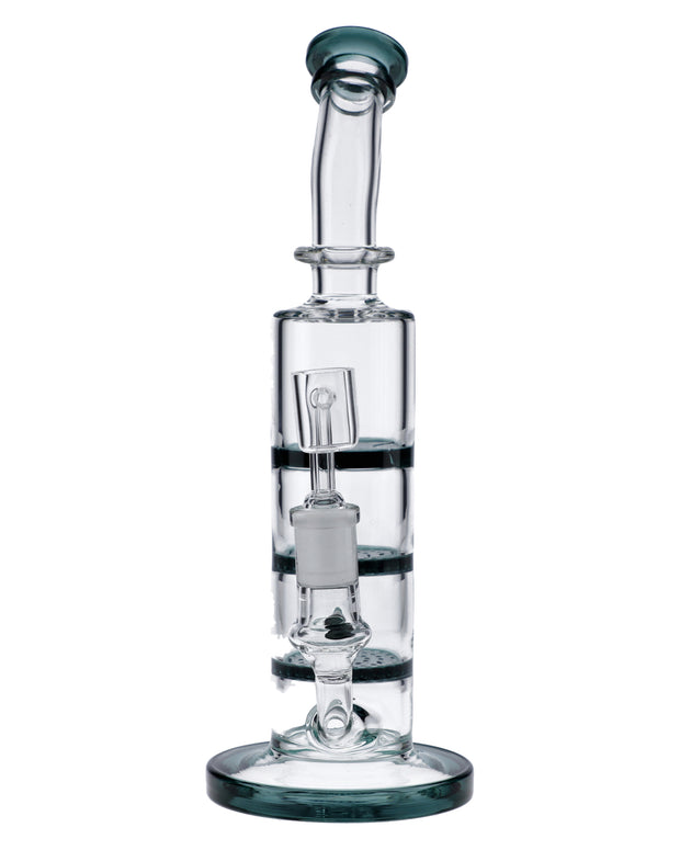 Bent Neck Dab Rig w/Triple Honey Comb Perc-Teal-9.5in