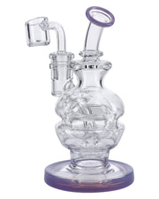 6" Swiss Perc Recycler Rig - Milky Purple