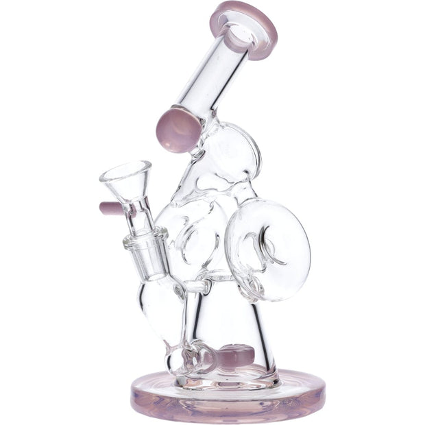 7" Hourglass Base Water Pipe - Milky Pink