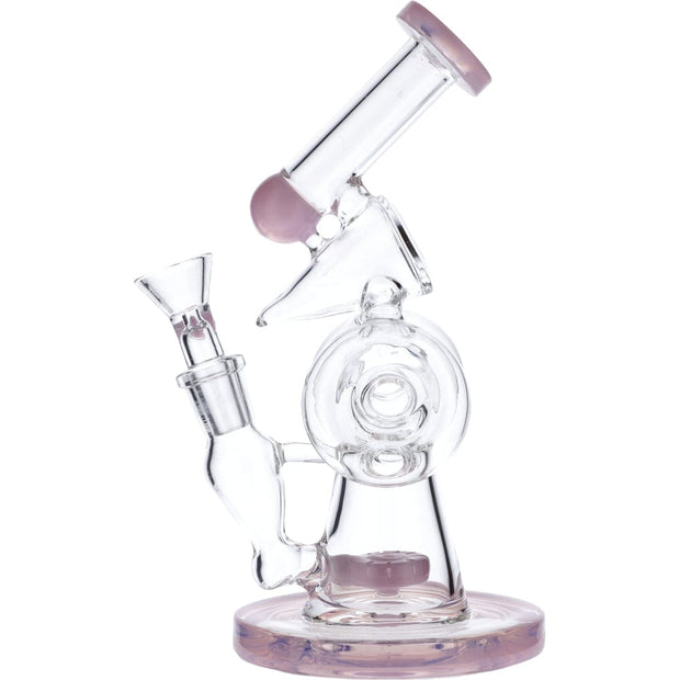 7" Hourglass Base Water Pipe - Milky Pink