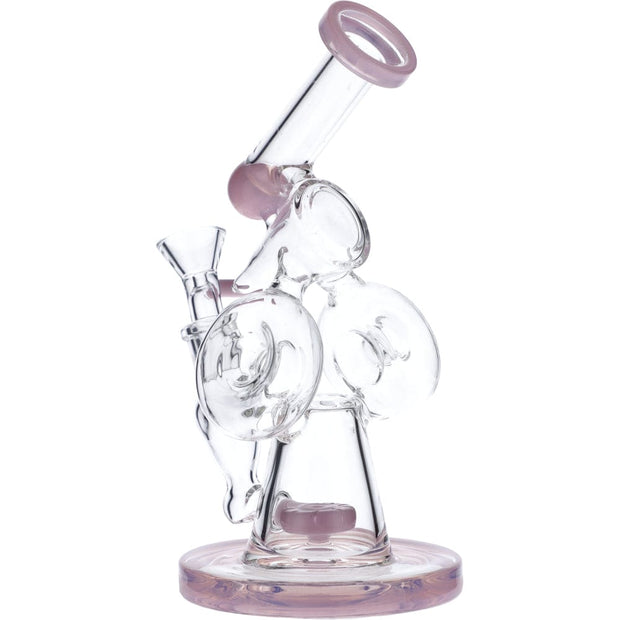 7" Hourglass Base Water Pipe - Milky Pink